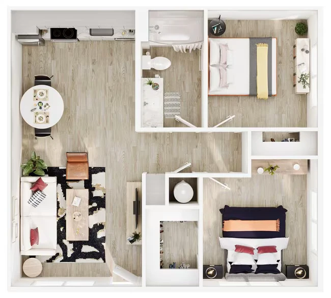 2 Beds • 1 Bath 2301 floor plan